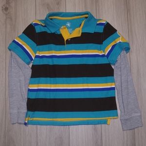 Boy's Long Sleeve Striped Polo Shirt by J Khaki - Size 7 - Pre-owned